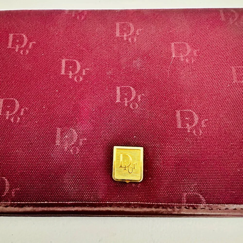 CHRISTIAN DIOR MONOGRAM JACQUARD AND LEATHER BIFOLD CHECKBOOK TRAVEL WALLET